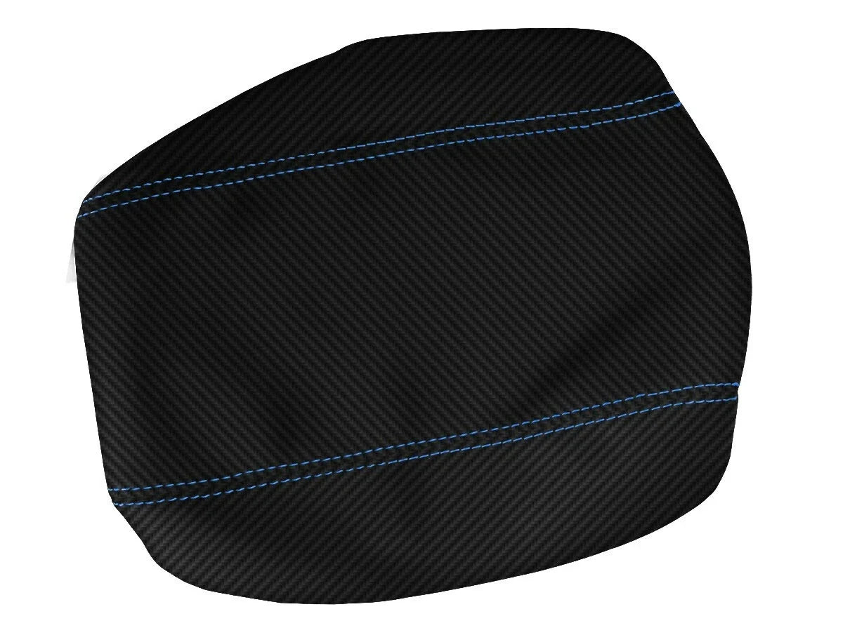 Carbon Fiber Console Lid Armrest Cover for Toyota Camry (2012–2017) Blue Stitch