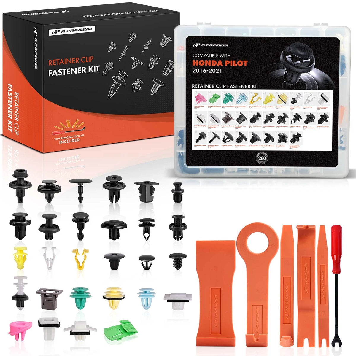 280Pcs Trim Clip Retainer Fastener Kit for Honda Pilot (2016–2021)