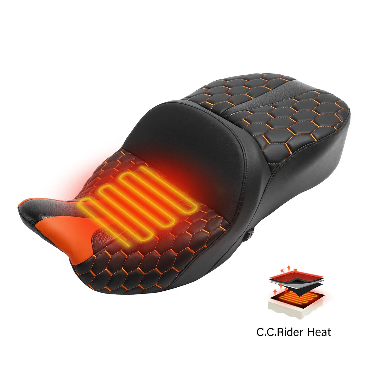 Heated Seats for Harley Road Glide King (2009–2023) - Black Orange