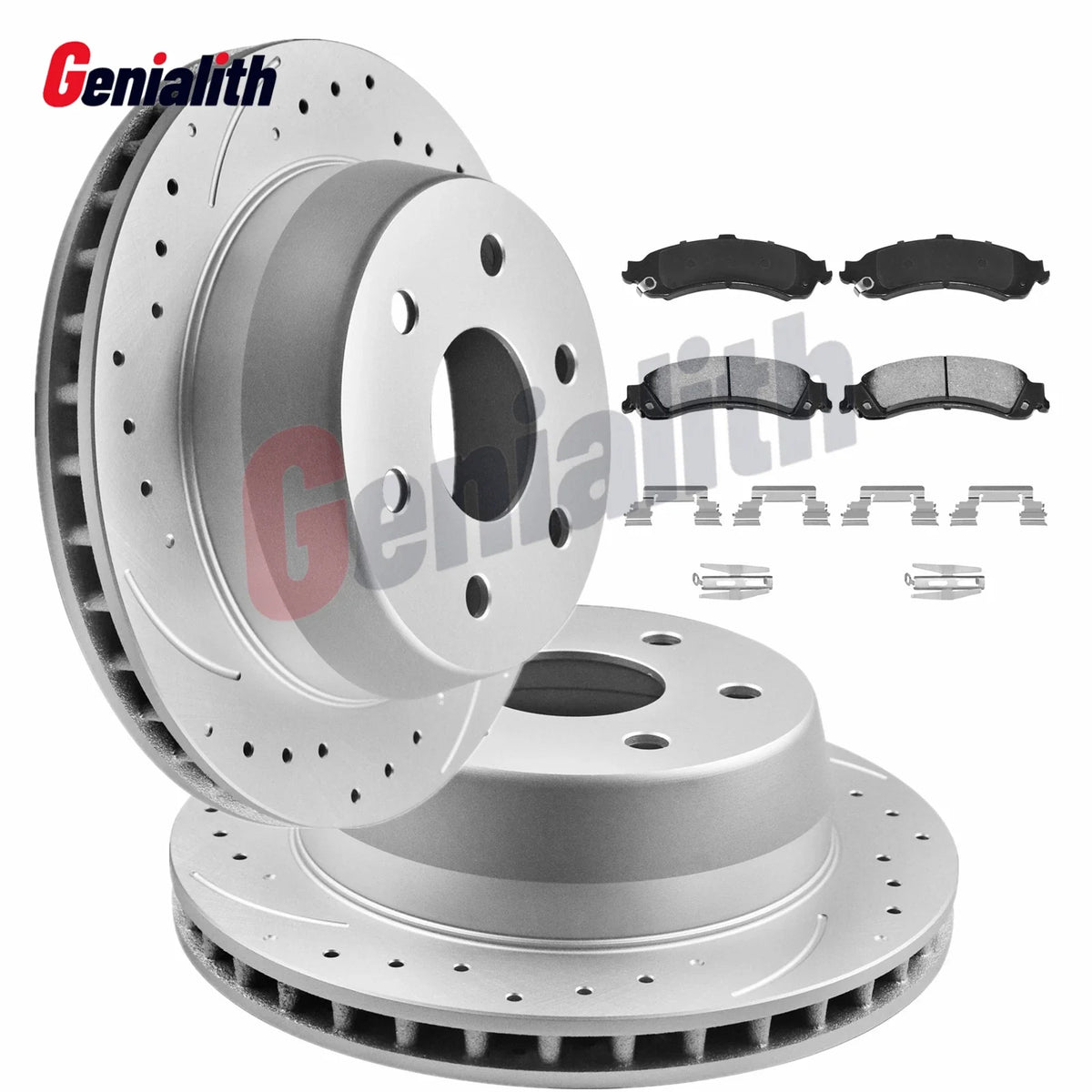 Rear Drilled Rotors + Ceramic Brake Pads for GMC Chevy Sierra 1500 (2007–2018)