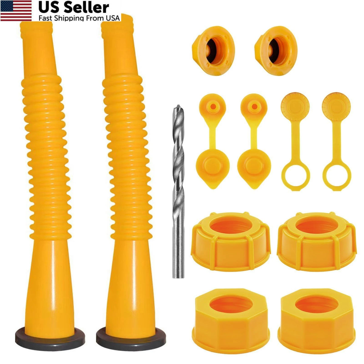 2X Gas Can Spout Replacement Nozzle Kits, 8.1" Length, Yellow