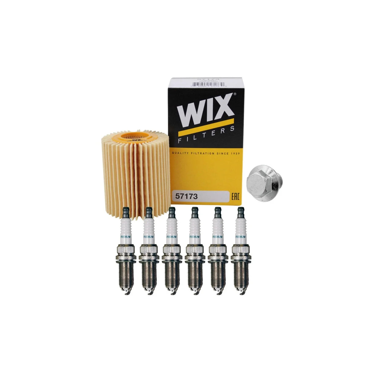 Wix Engine Oil Filter & Denso 6 Iridium LL Spark Plugs for GS300 GS350 (1998–2019)