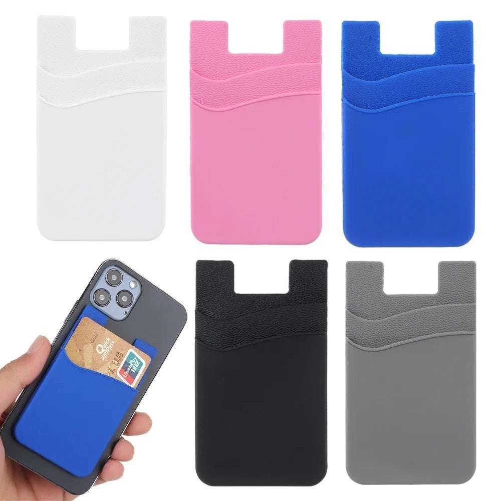 Silicone Credit Card Holder for Cell Phones - Black