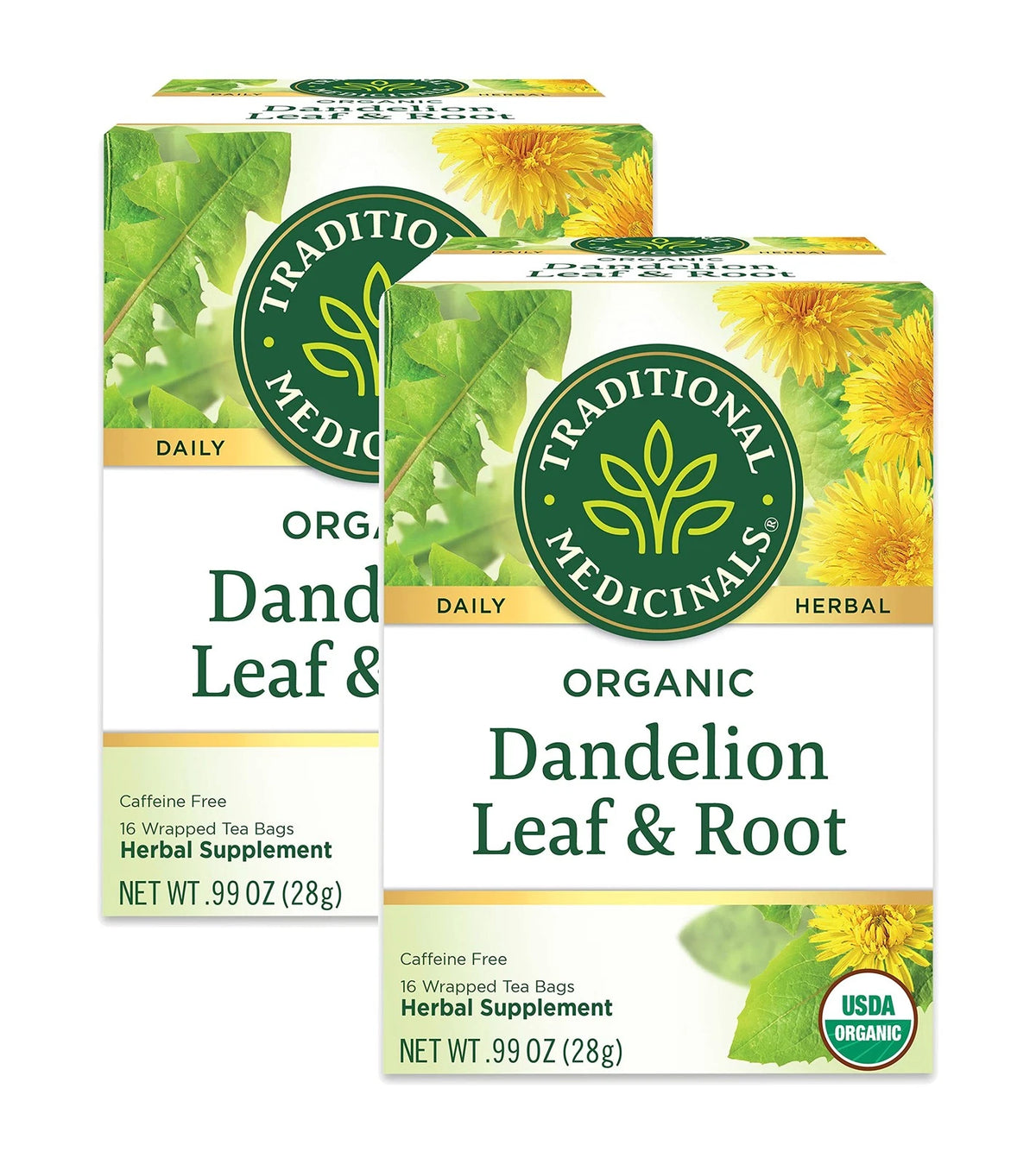 Pack of 2 Organic Dandelion Leaf Tea for Herbal Wellness (16 Count)