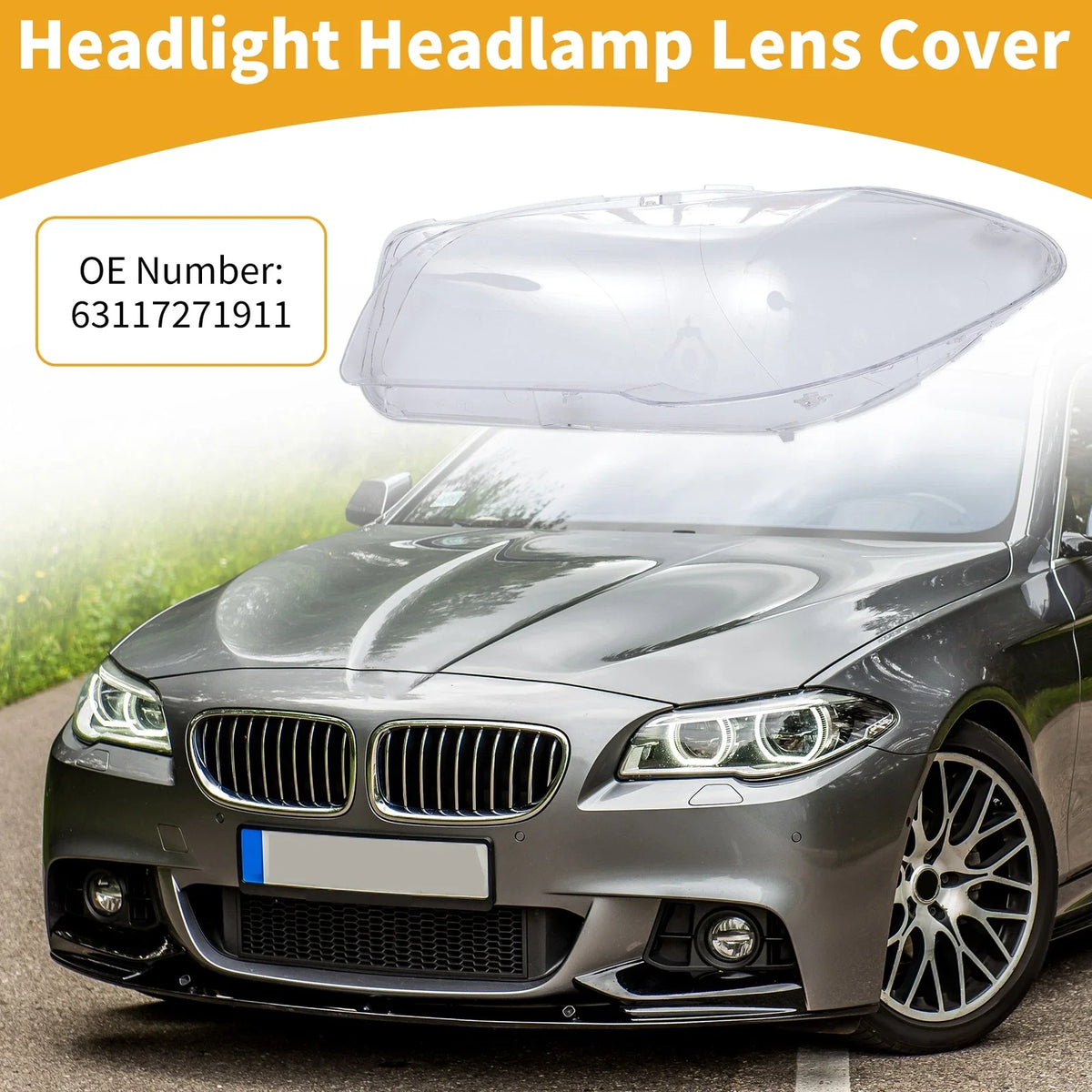 1 x Car Front Left Headlight Lens Cover for BMW 528i (2011-2011)