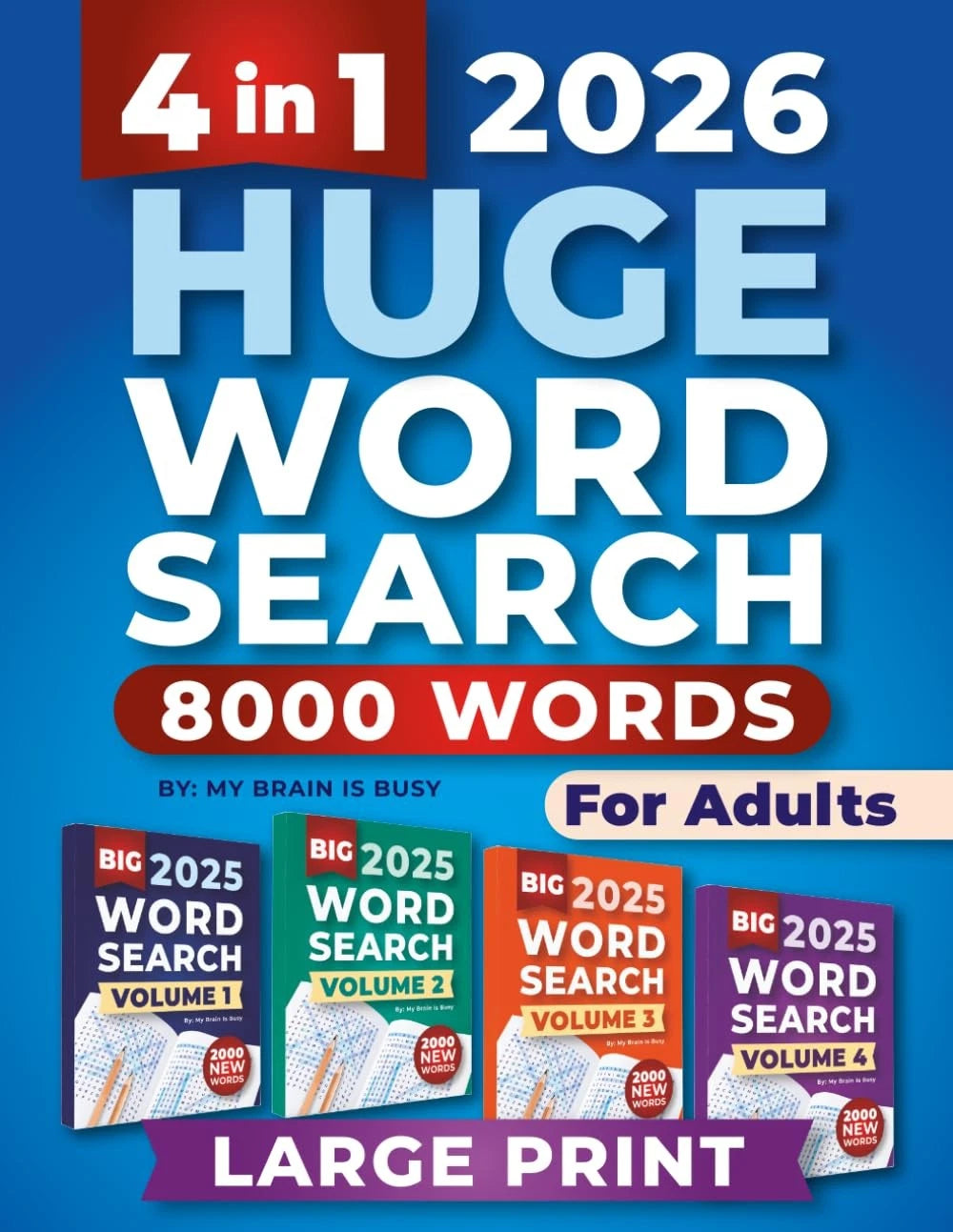 4 in 1 Word Search Puzzle Book for Adults (Large Print)