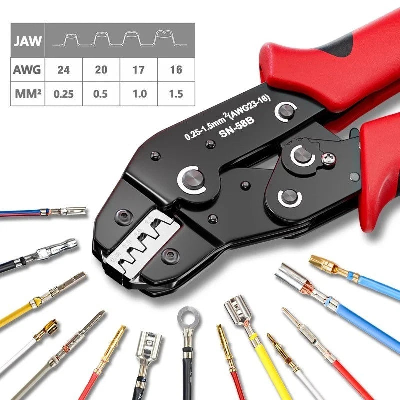 Ratcheting Crimping Tool Set SN-58B for JST Molex TE Open Barrel Pins
