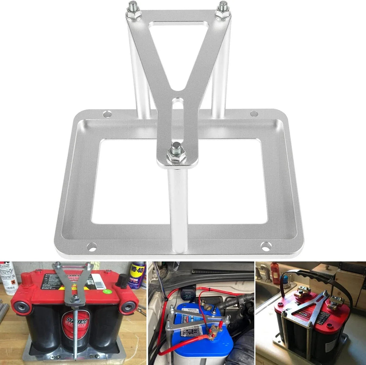 Billet Battery Tray Hold Down for Universal Trunk Relocation Box 551181 Aluminum