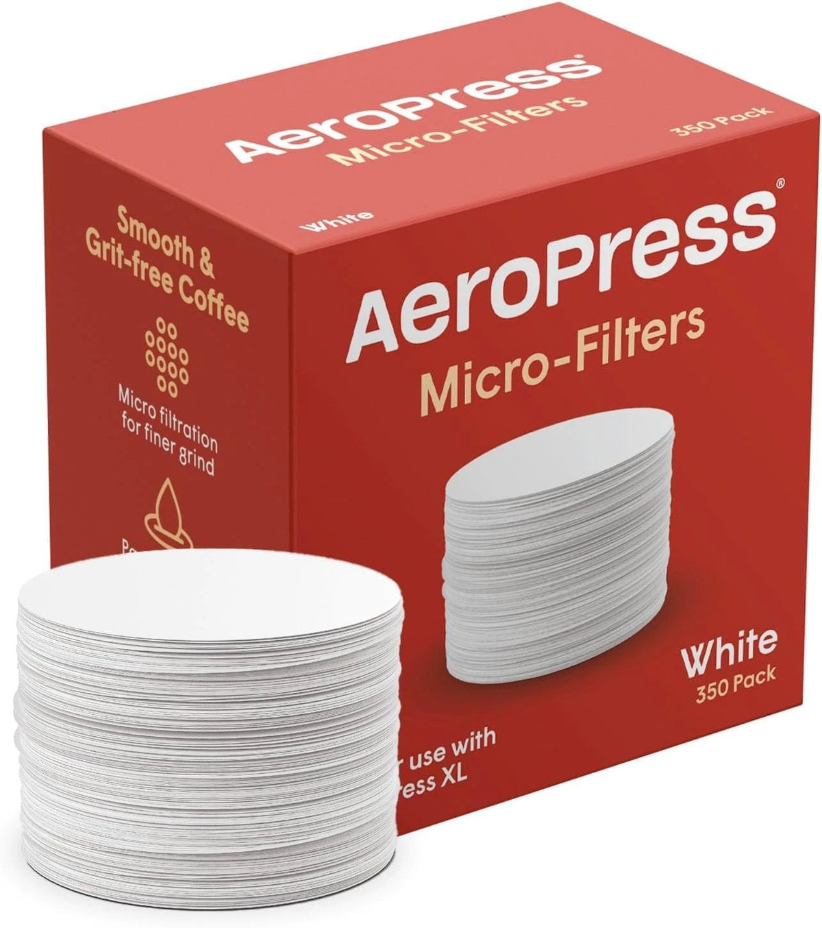 350 White Paper Filters for AeroPress Coffee Maker (1 Pack)