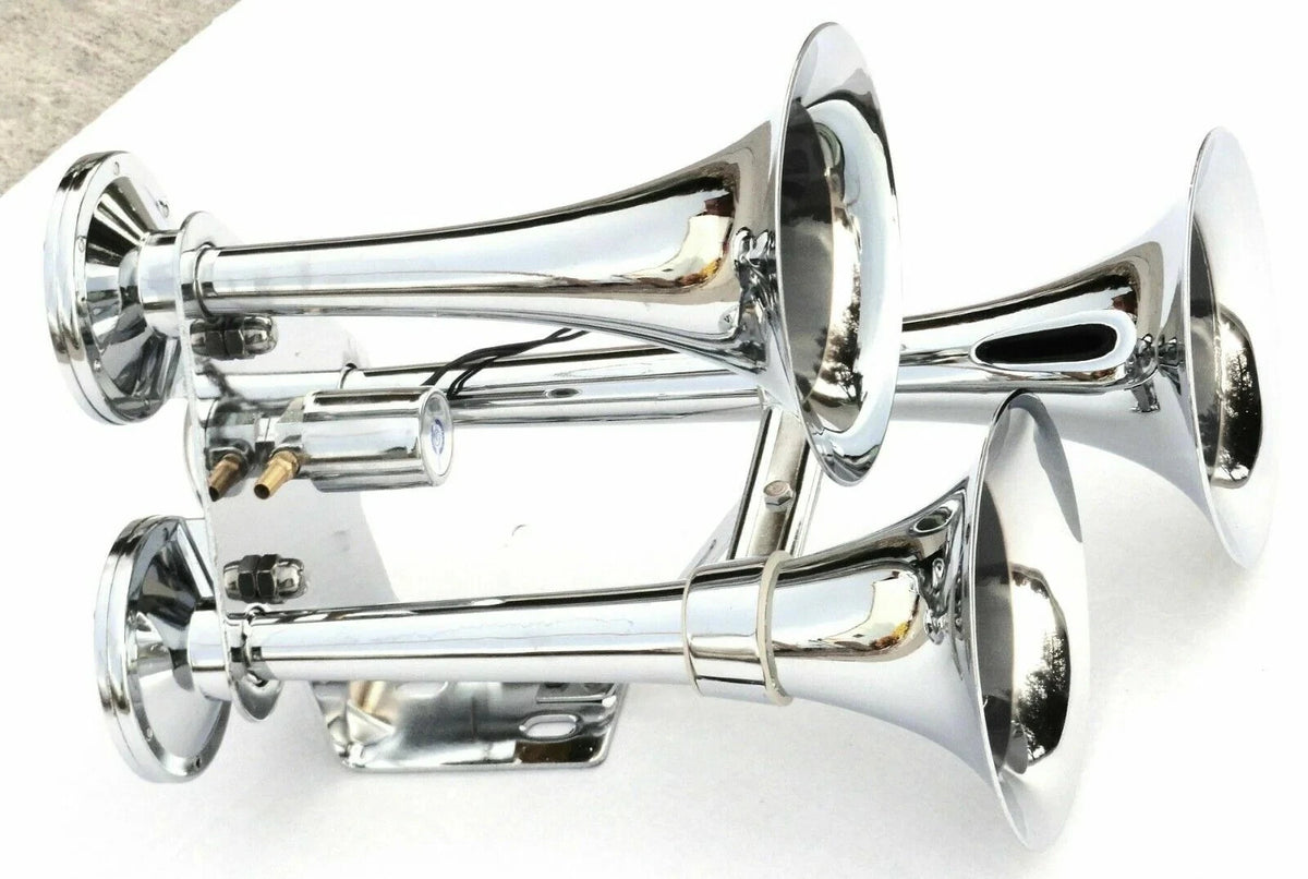 3X Train Horn for Universal Vehicles (46150) - 145 Decibels, Chrome