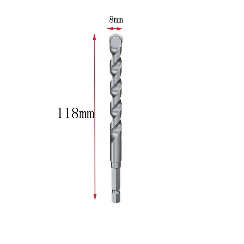 Carbide Masonry Drill Bits Set of 5 (4mm, 5mm, 6mm, 8mm, 10mm) Hex Shank