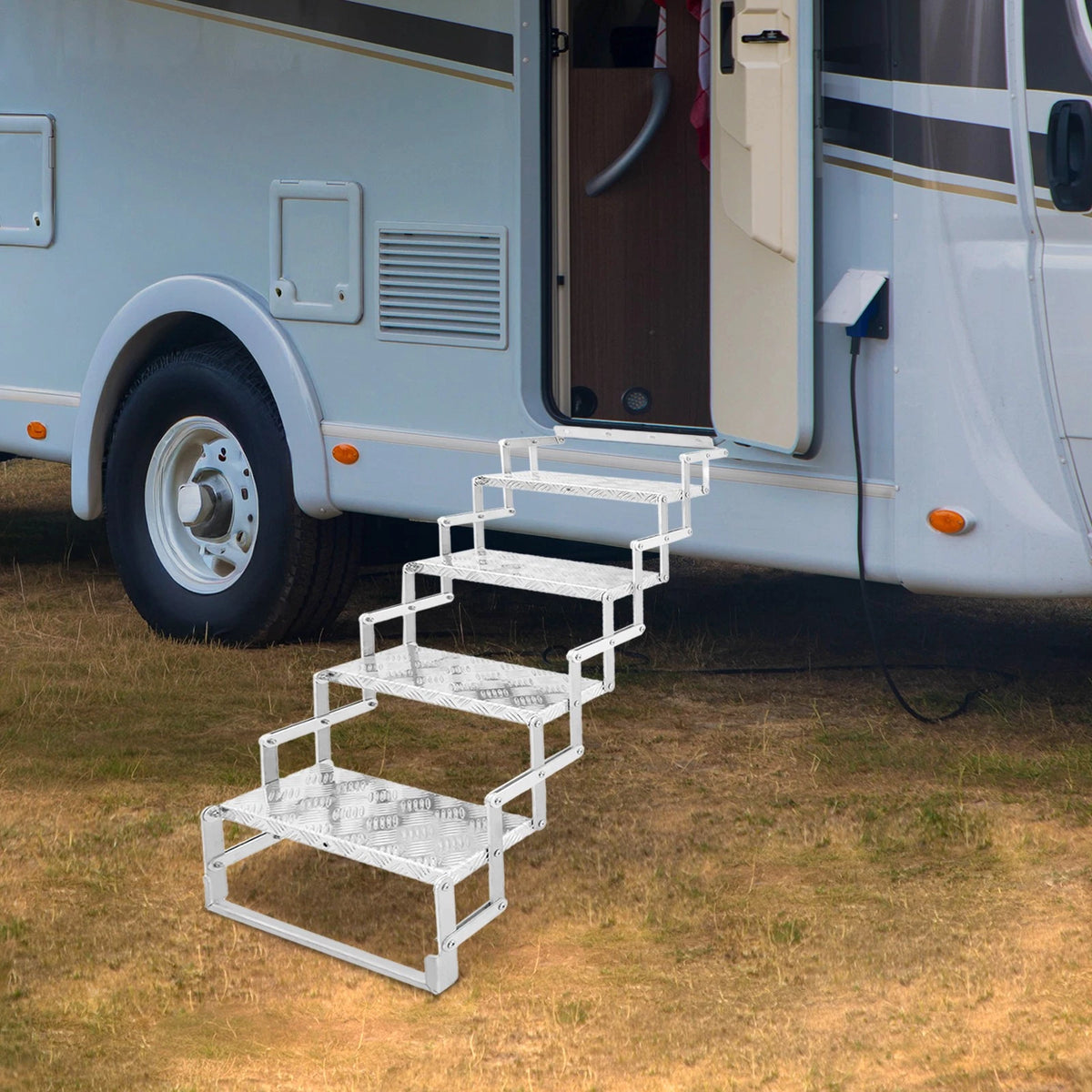 4-Step Aluminum Alloy Scissor Ladder for RV/Camper