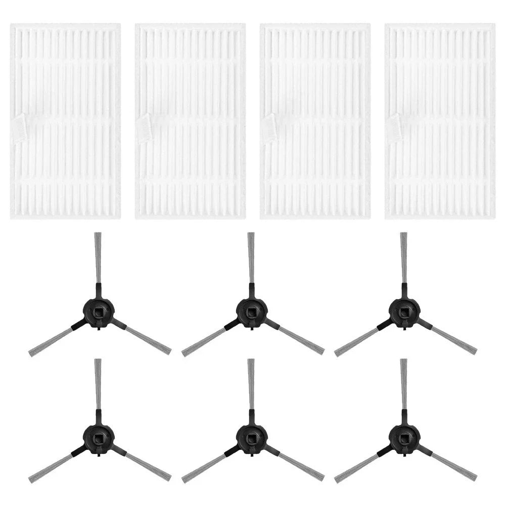 Set of 4 HEPA Replacement Filters & 6 Side Brushes for Prosceni Q20 Plus