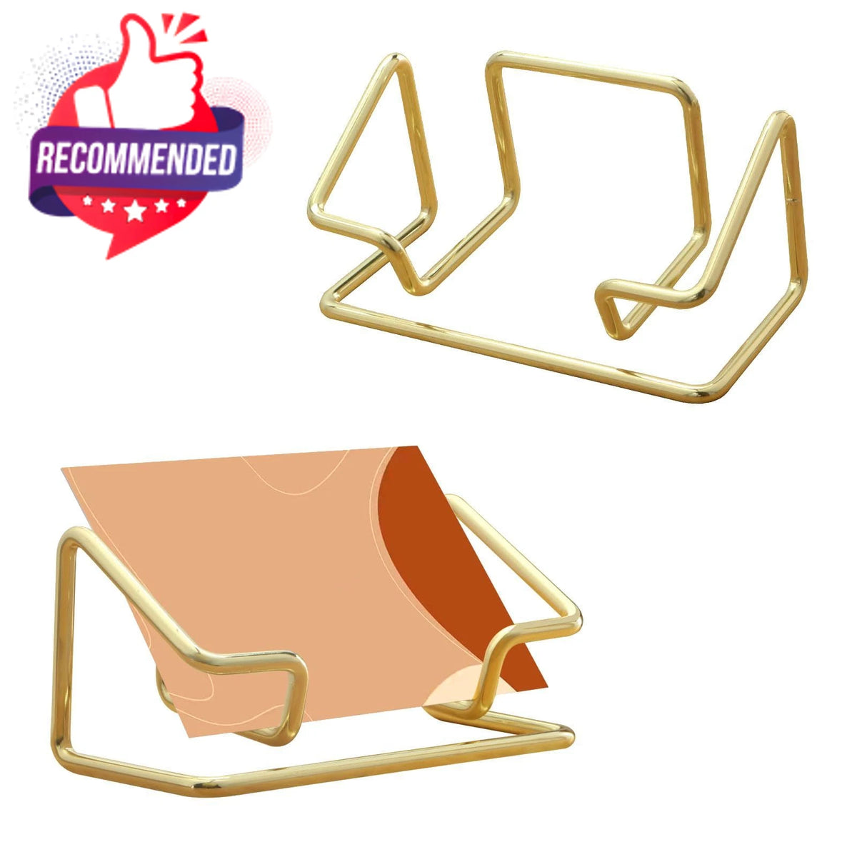 2-Pack Metal Business Card Holder for Universal Use (Gold)