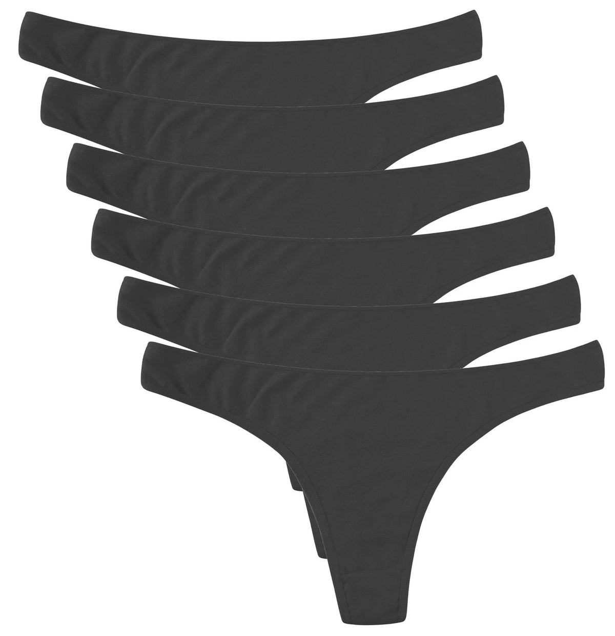 6 Pack Women's Thongs for ELACUCOS (Cotton, Breathable, Black)