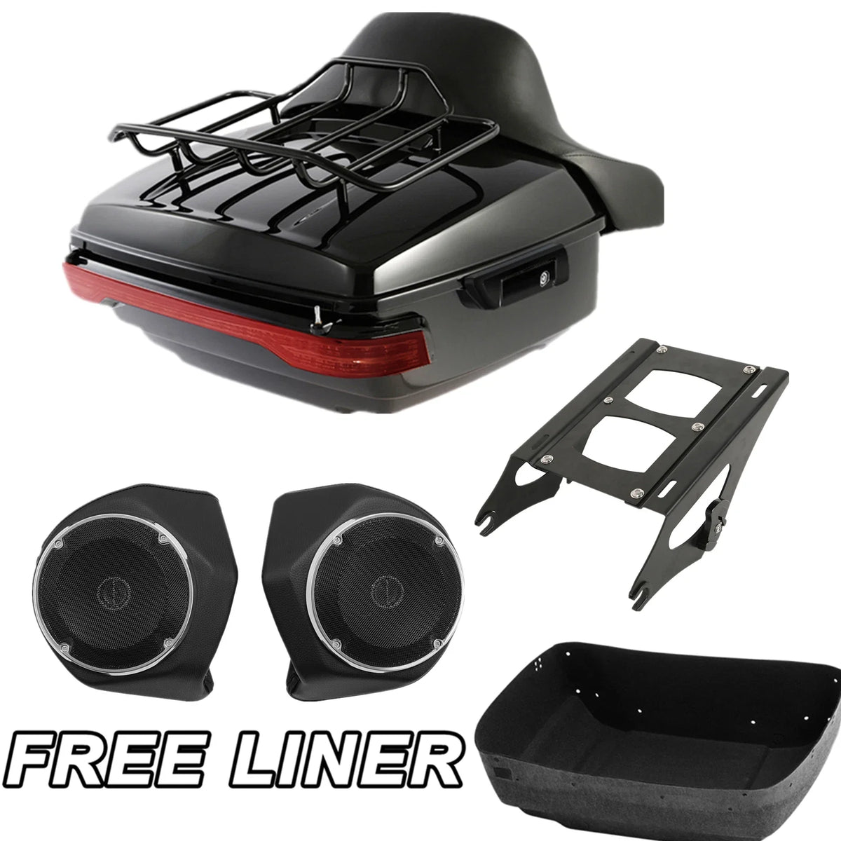Trunk Pad Mount Rack Light Speakers for Harley Road Glide (2014–2025)