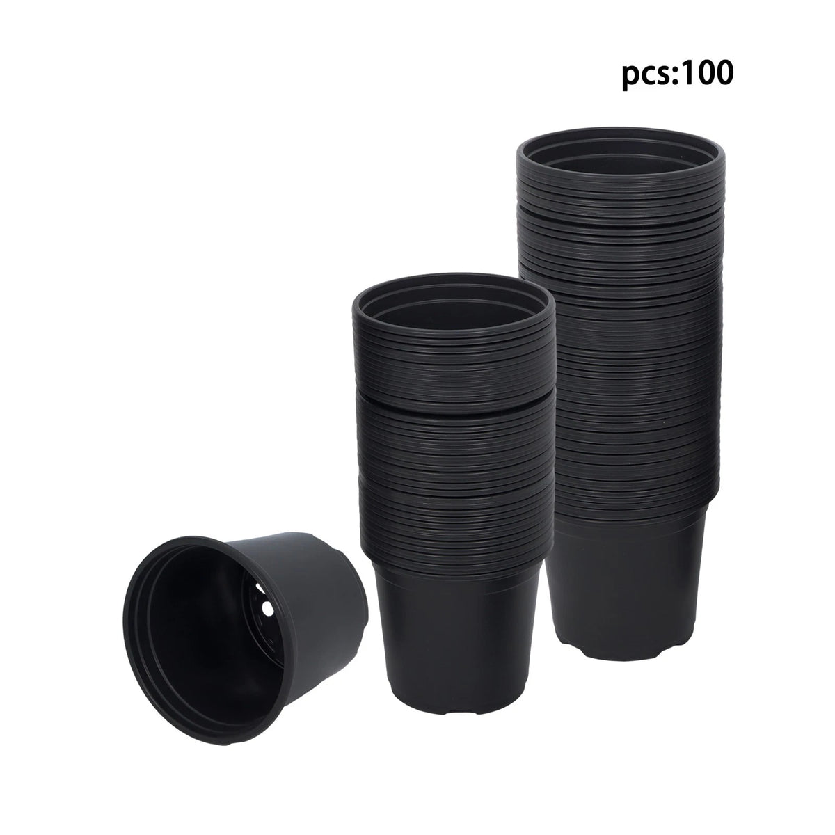 100-Pack 5 Inch Plastic Flower Nursery Pots with Drainage Holes