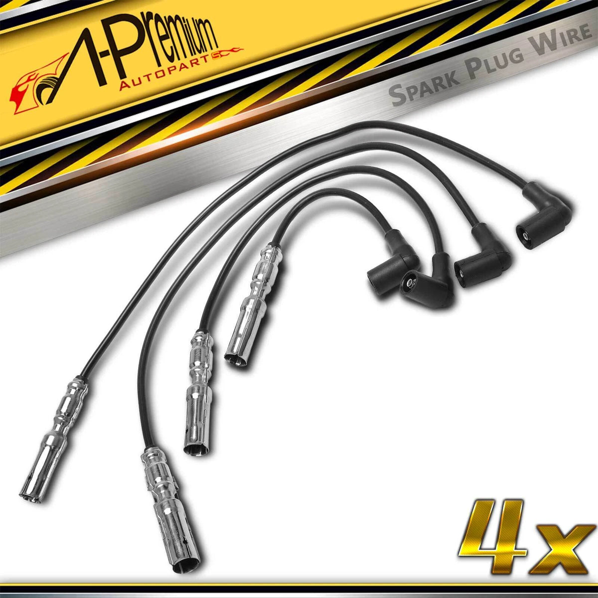 Set of 4 Spark Plug Wires for VW Beetle Golf Jetta (1999–2001) 06A905409L, 632