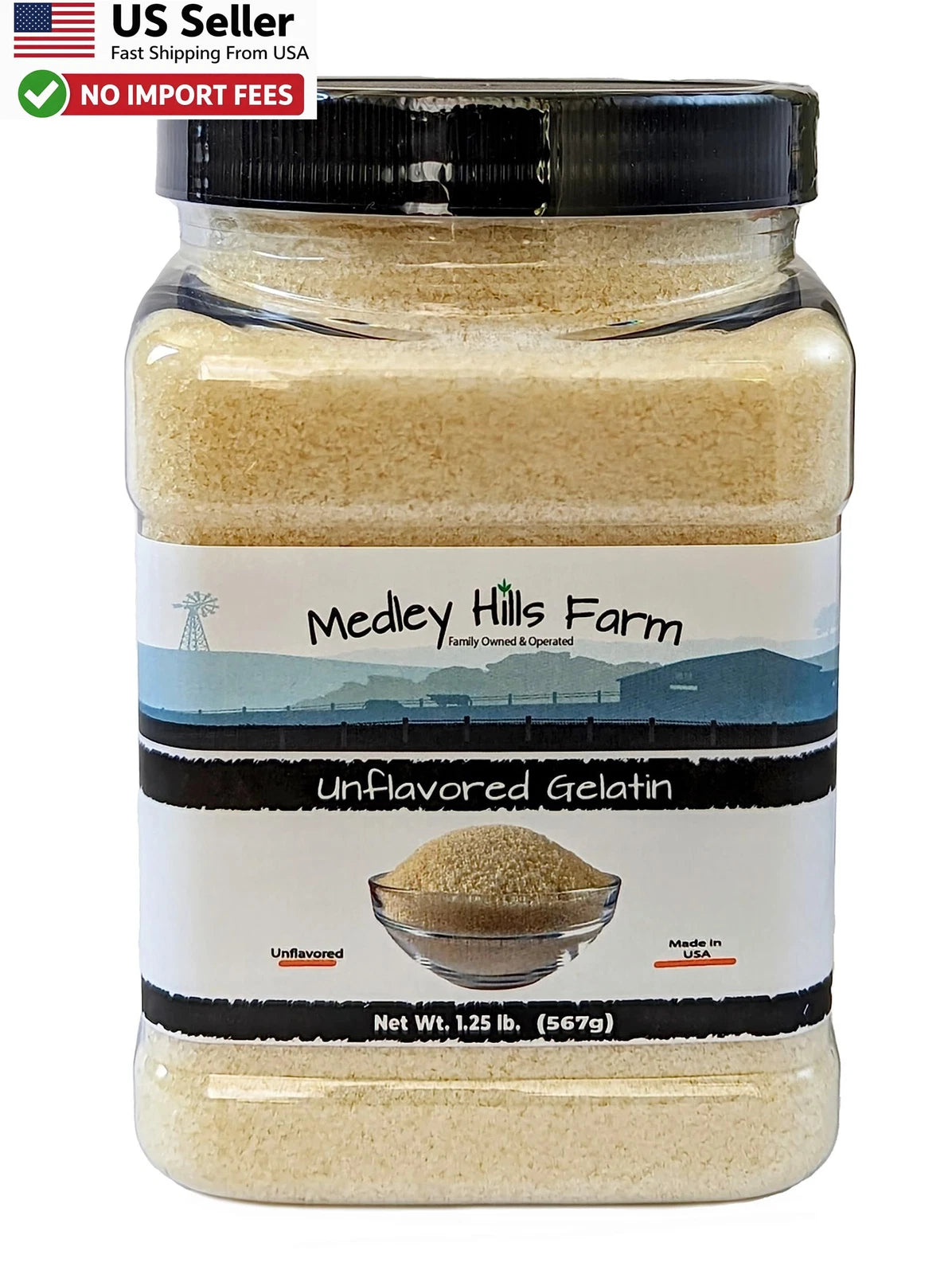 Unflavored Gelatin Powder 1.25 lbs Thickening Agent for Various Uses