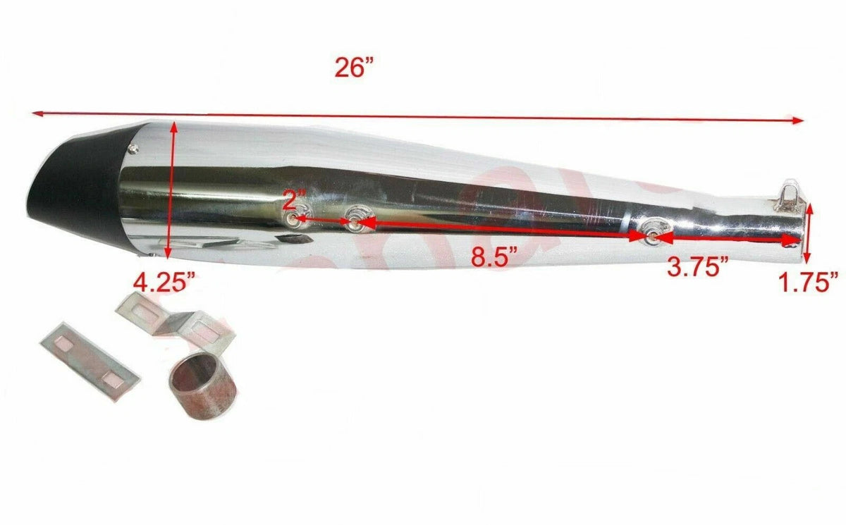 Dolphin Silencer with Bracket & Adapter for Royal Enfield Classic Bullet (350-500)