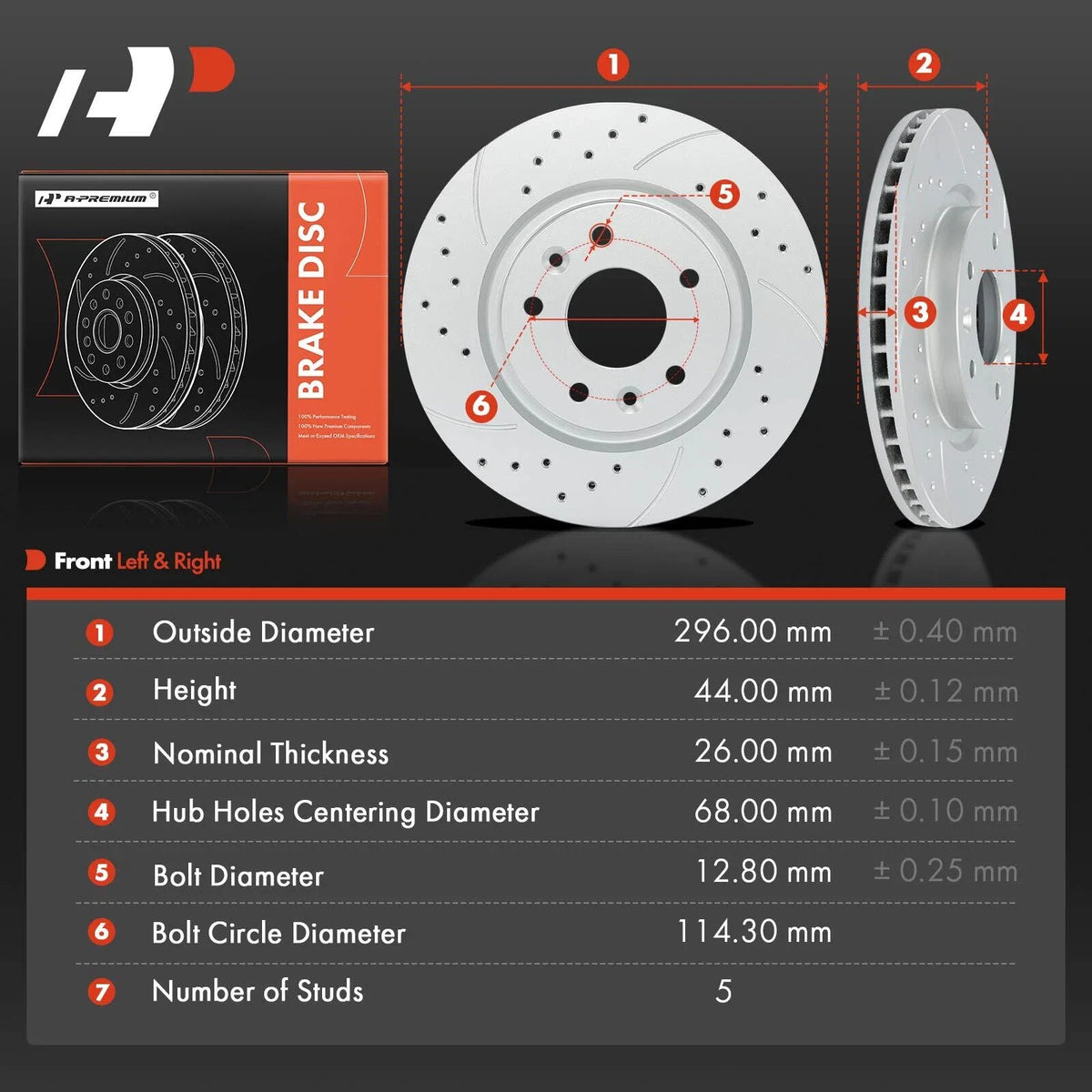 Front Drilled Brake Rotors for Nissan Rogue Rogue Sport Leaf Qashqai