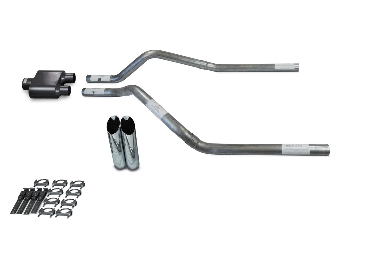 2.5" Dual Exhaust Kit for GMC Jimmy (2000–2004) - 1 Chamber Muffler, Slash Tips