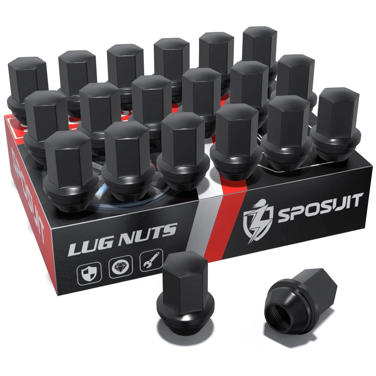 Set of 24 M14x1.5 Lug Nuts for Ram 1500 (2012–2018) - Black