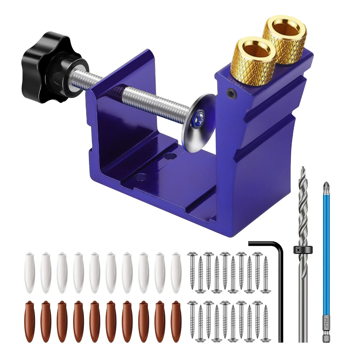 37 Pocket Hole Jig Kit for Carpentry Joinery Woodworking System