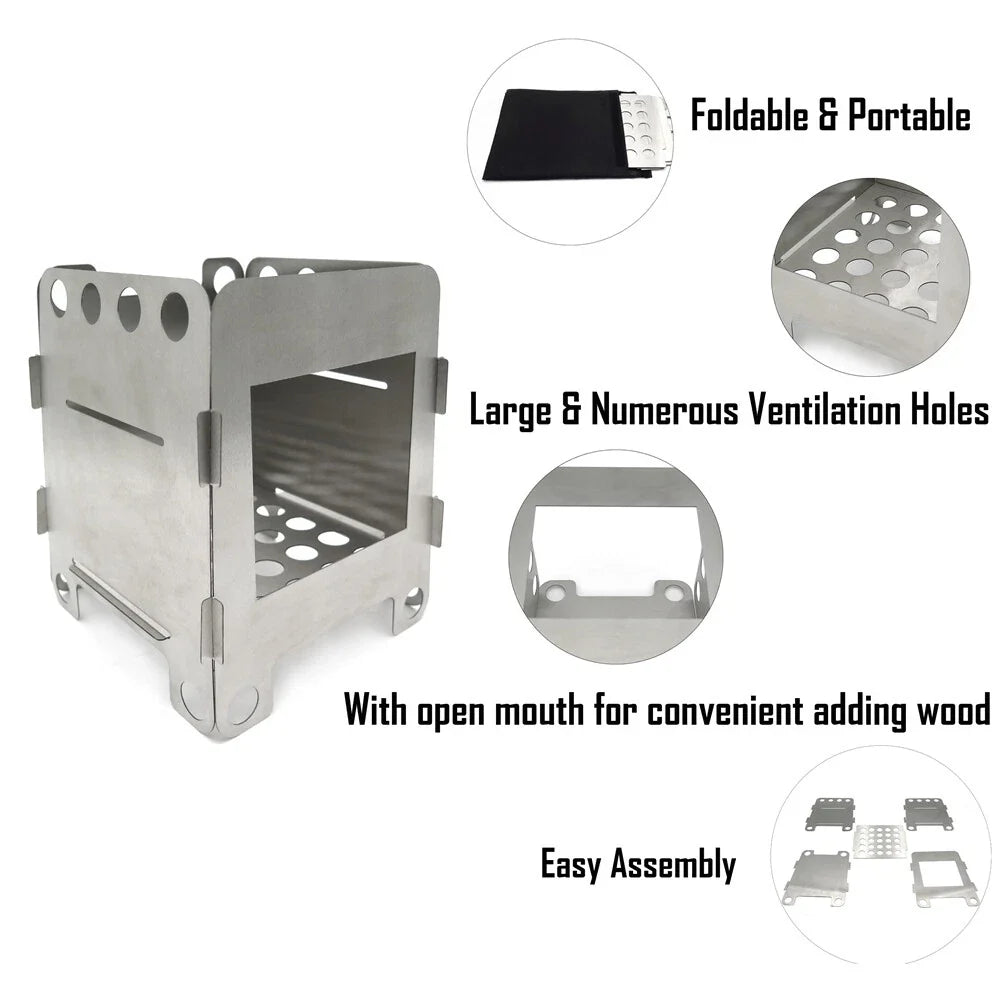 Folding Wood Stove Pocket Alcohol Stove for Camping Backpacking