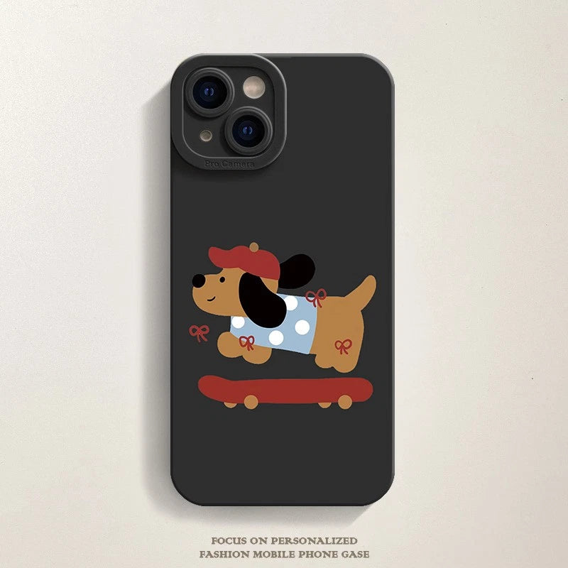 Dachshund Skateboard TPU Case for iPhone 11-17 Pro Max Plus