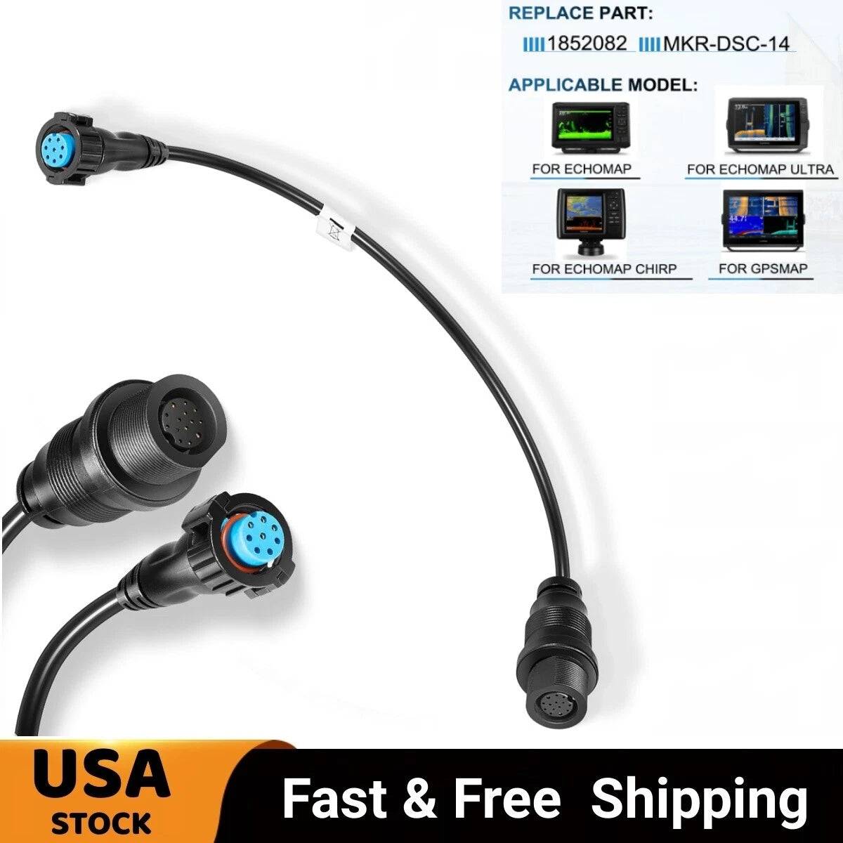 Adapter Cable 1852082 for Garmin EchoMAP, GPSMAP (Compatible Models)