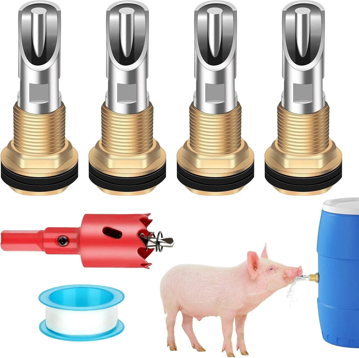 4X Pig Waterer Nipples for Barrel Kit (Stainless Steel)