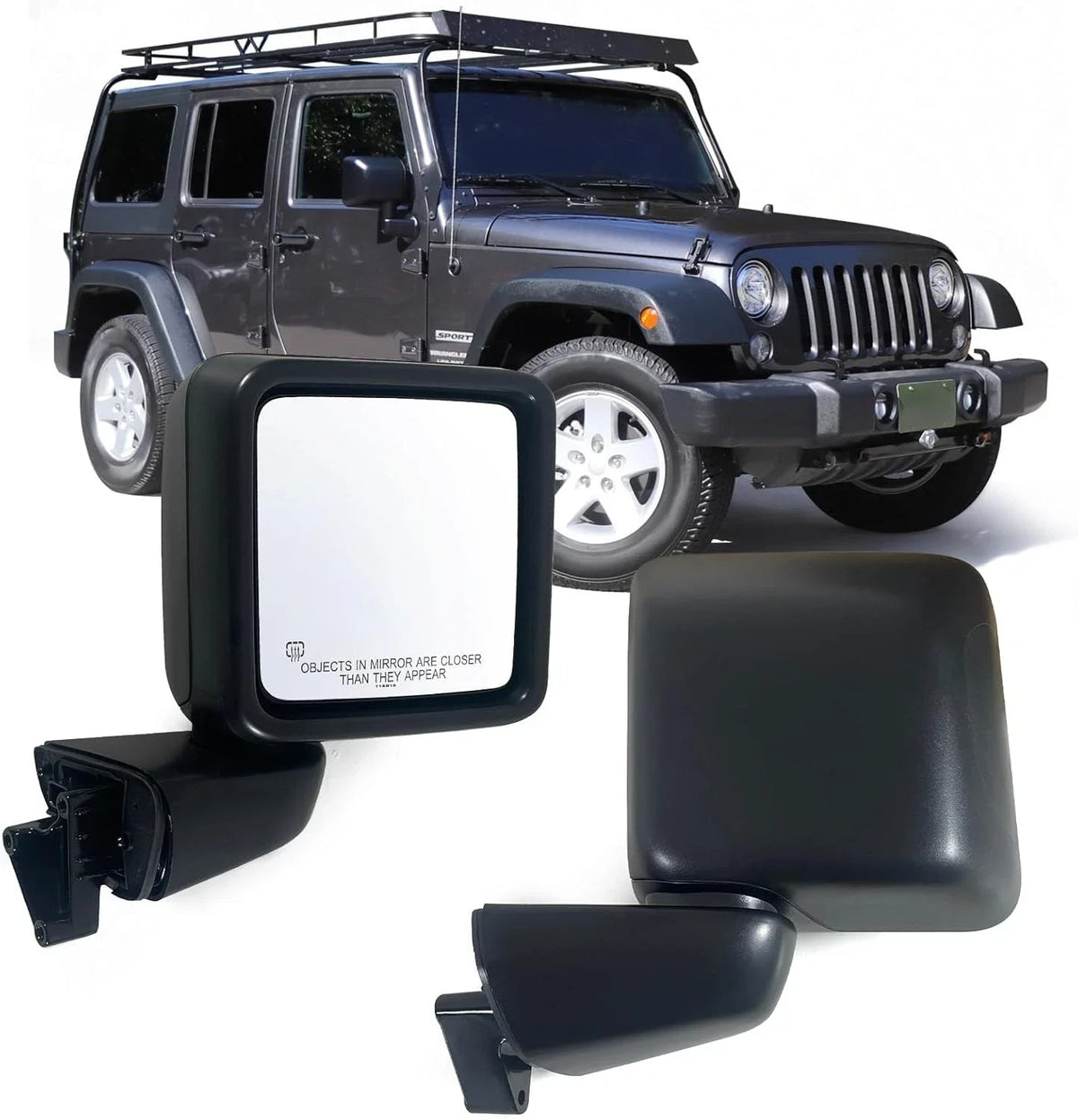 Pair Power Heated Mirrors for Jeep Gladiator Wrangler JL (2018–2023)