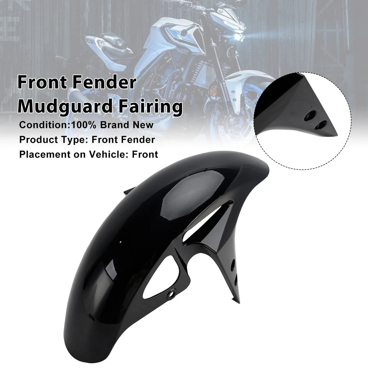 Front Fender Mudguard for Yamaha YZF-R3 YZF R25 MT-03 (2025–2026) Black