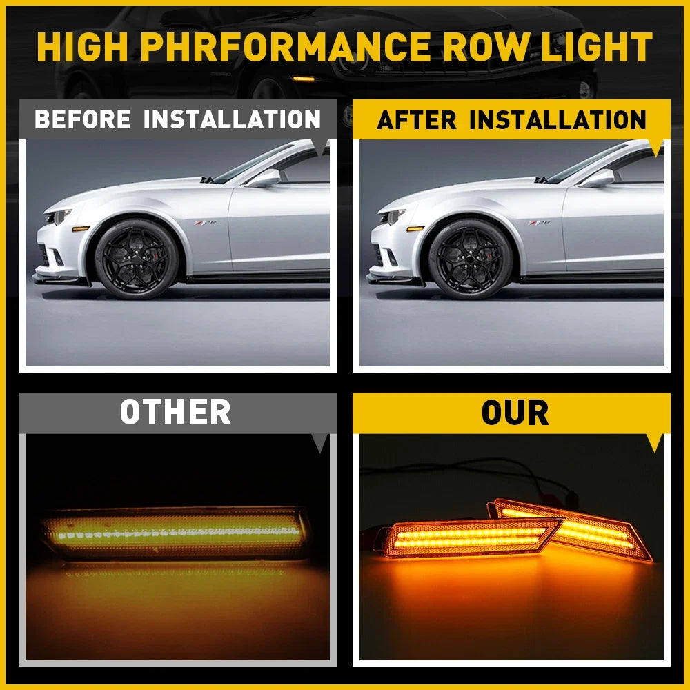 Front LED Fender Side Light Amber Marker Lamp for Chevrolet Camaro (2010–2015)