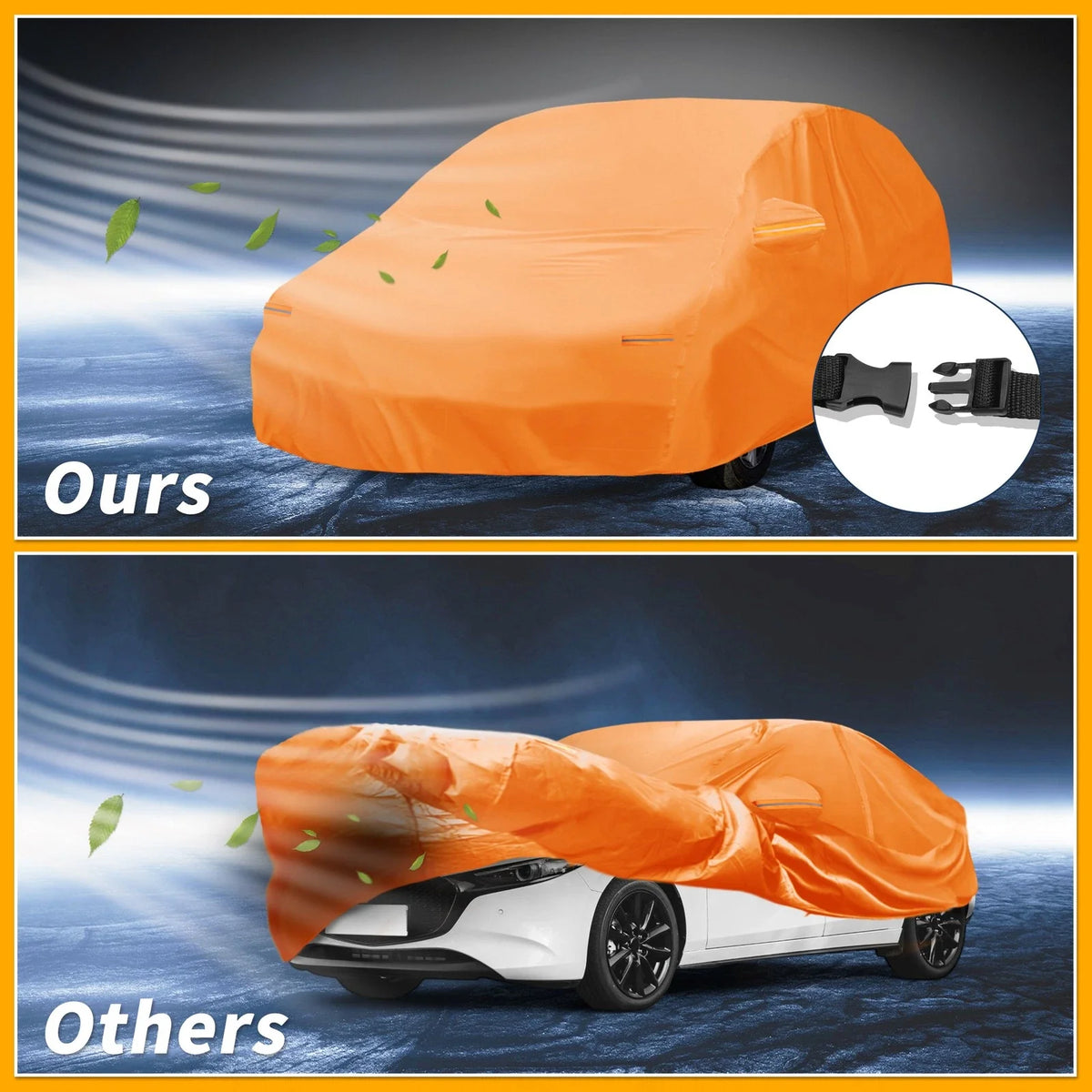 Waterproof Car Cover for Mazda 3 (210D-PU, All Weather, Orange)