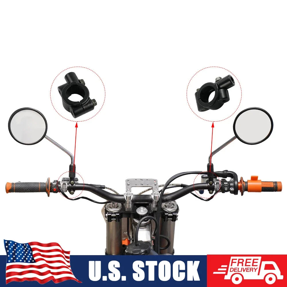 Pair Aluminum Handlebar Mirror Mount Bracket Clamp for Motorcycle