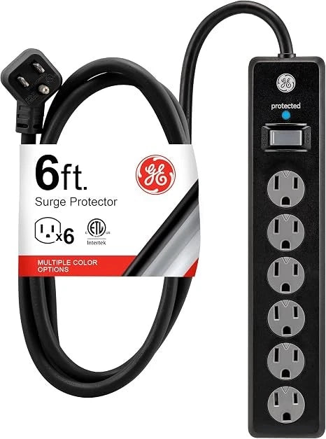 6ft Power Strip Surge Protector with 6 Outlets for Automotive Use