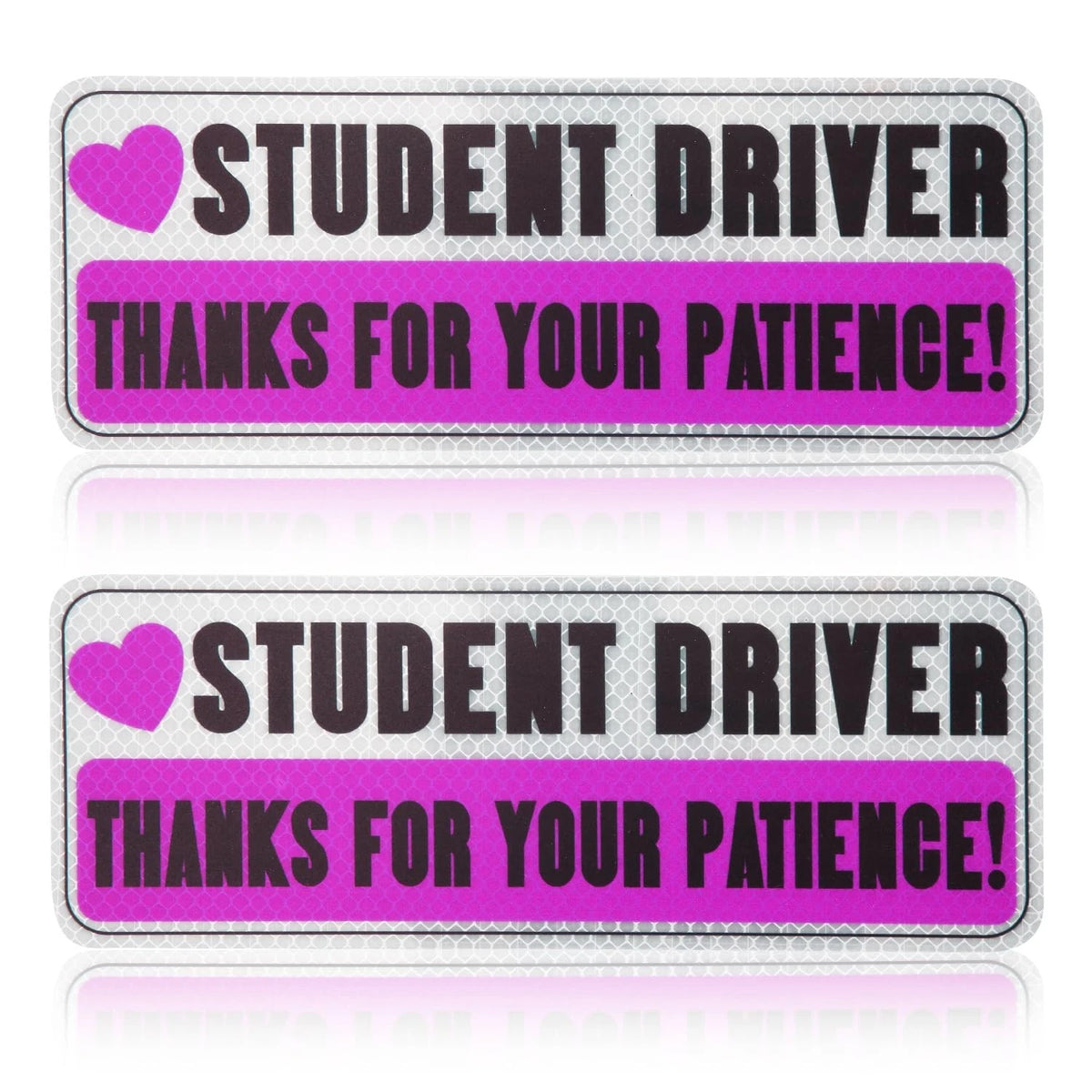 2X Reflective Student Driver Magnet for Car (Pink, Gray, Black)