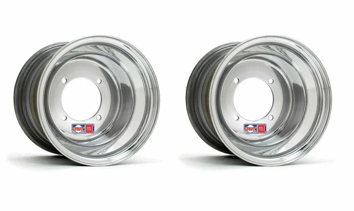 Set of 2 DWT Red Label Polished Rear Rims 10x8 4/110 4/130 for TRX 250R 450R