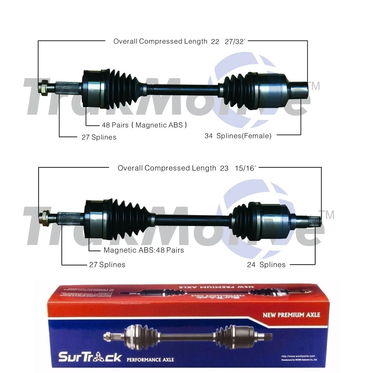Set of 2 Front CV Axle Shafts for Dodge Magnum Charger Chrysler 300 (2005–2010)