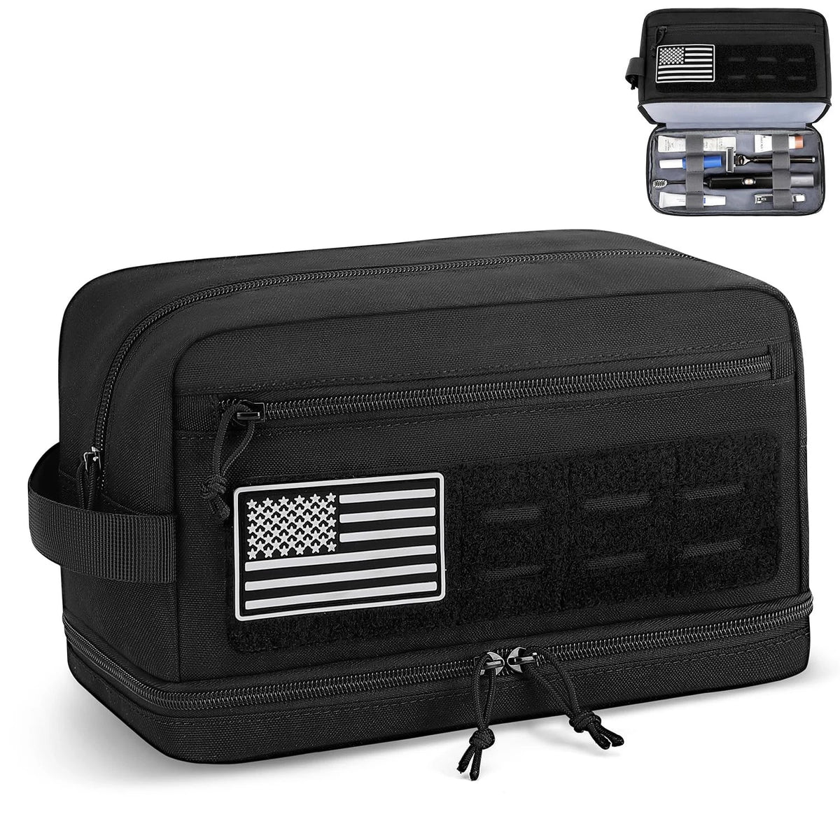 Tactical Toiletry Bag for Men - Travel Hygiene - Deep Black