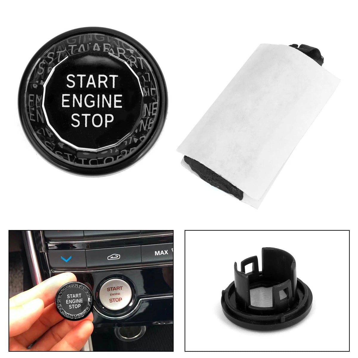 Black Engine Button Knob Switch Cover for Jaguar XF XE F-Pace (2016–2019) C113-276-BLK