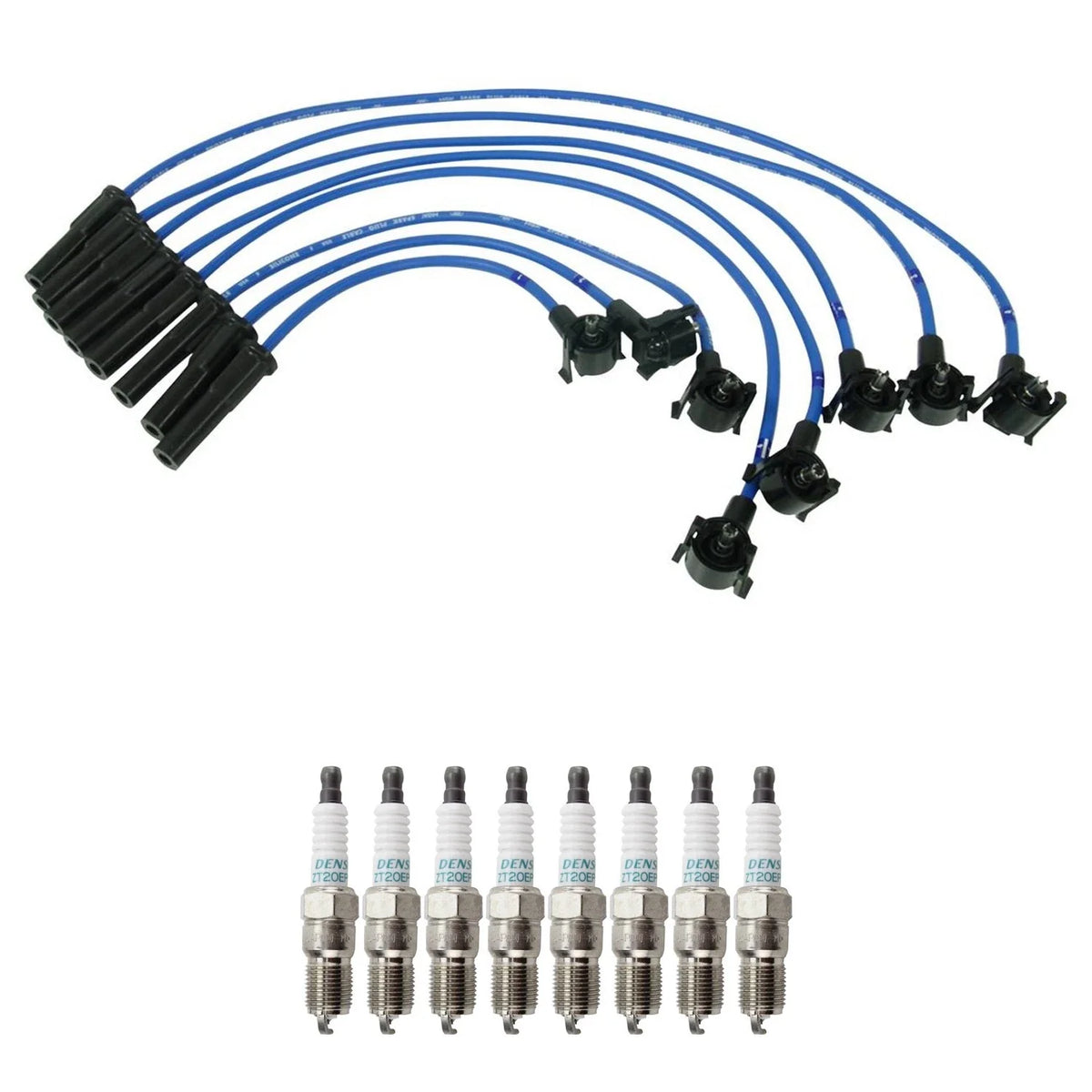 NGK 8mm Wire Set & Denso Iridium Spark Plug Kit for Mazda B2300 (1994–2000)