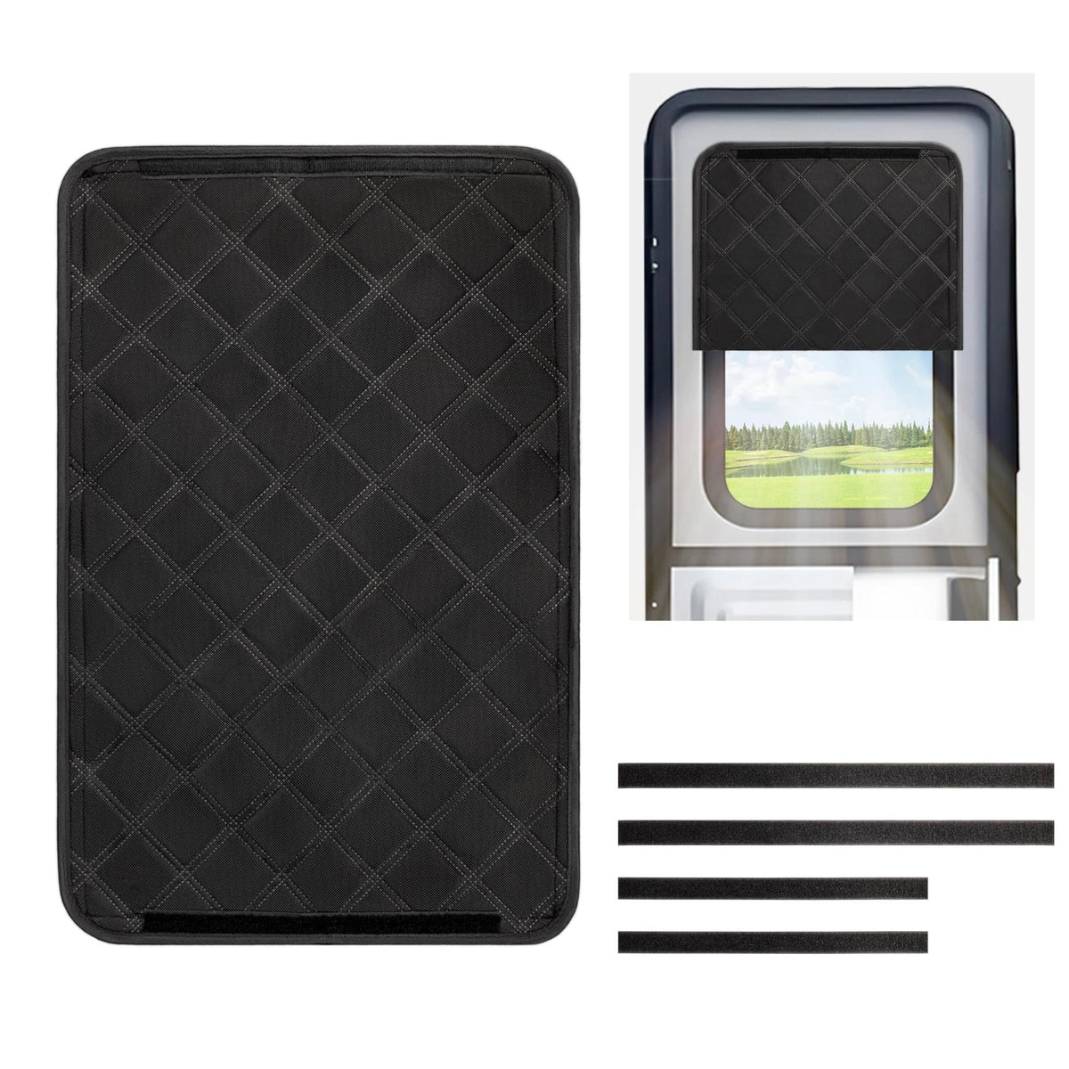 Foldable RV Door Window Shade Cover for Camper (16" x 25") Black