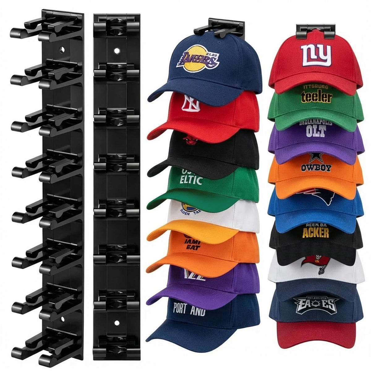 2X Hat Organizer for Baseball Caps (15x1.57 inches, A-Black)