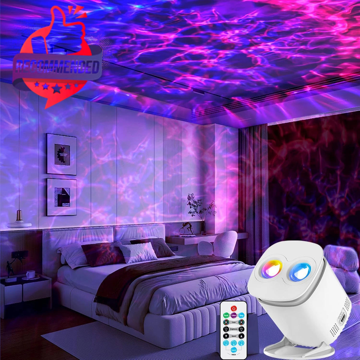 Galaxy Projector Starry Night Light for Bedroom (5x5x2.5 Inches)
