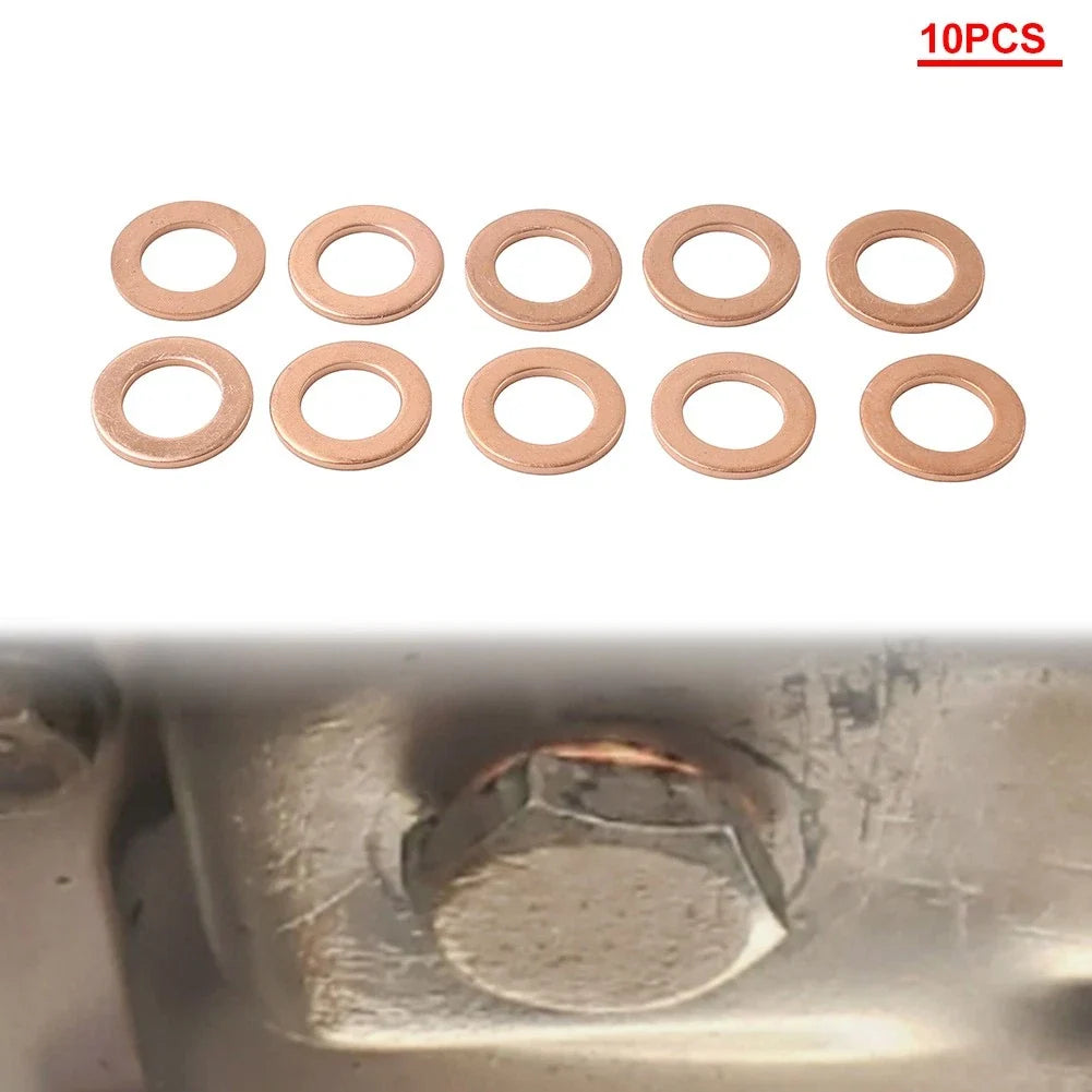 10Pcs Copper Oil Drain Plug Gasket for Universal Applications (M121.520)