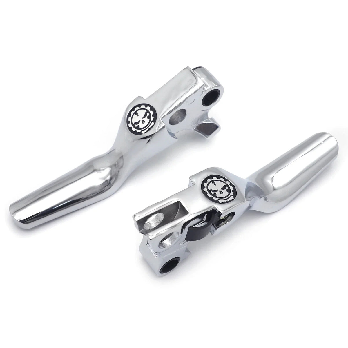 Chrome Skull Shorty Brake Clutch Levers for Harley XL/Dyna/Touring (1996–2007)