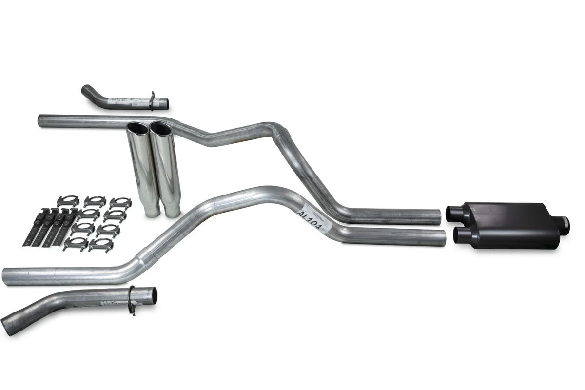 2.5" Dual Exhaust Kit for Dodge Ram 1500 (2009–2018) - 2 Chamber, Clamp On Tips